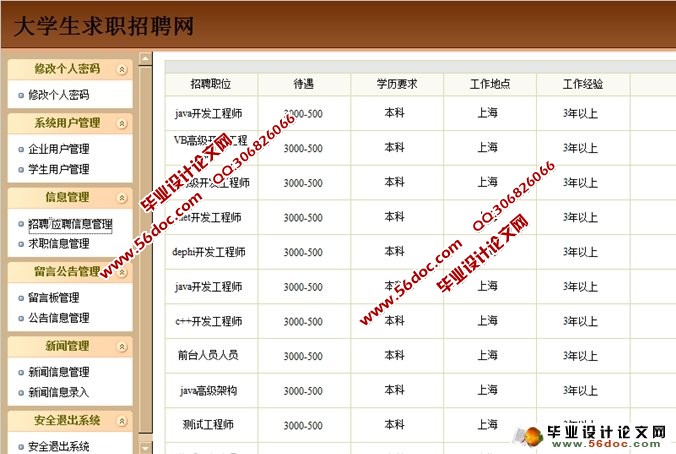 基于SSH的大学生求职招聘管理系统的设计与