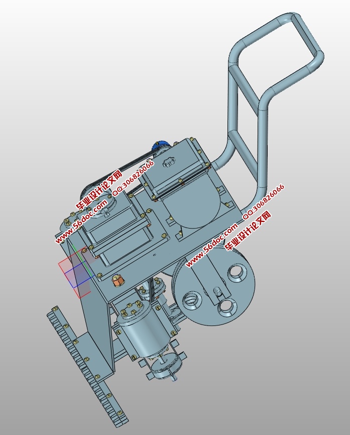 自走式草坪机结构设计(含CAD零件图装配图,PROE三维图,STEP)