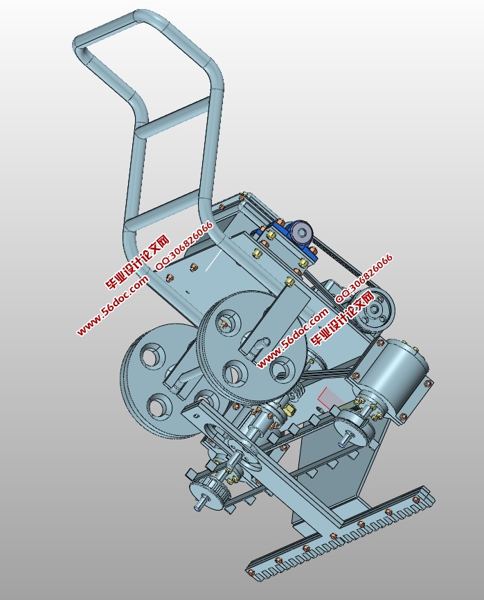 自走式草坪机结构设计(含CAD零件图装配图,PROE三维图,STEP)