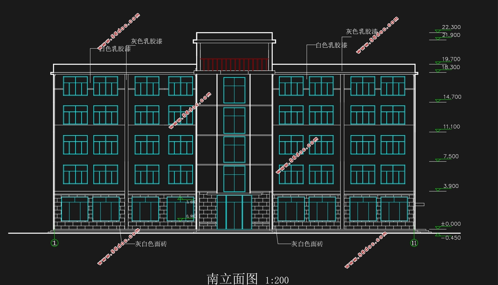 五层合肥3158平米某高级职业中学办公楼设计(含建筑图结构图)