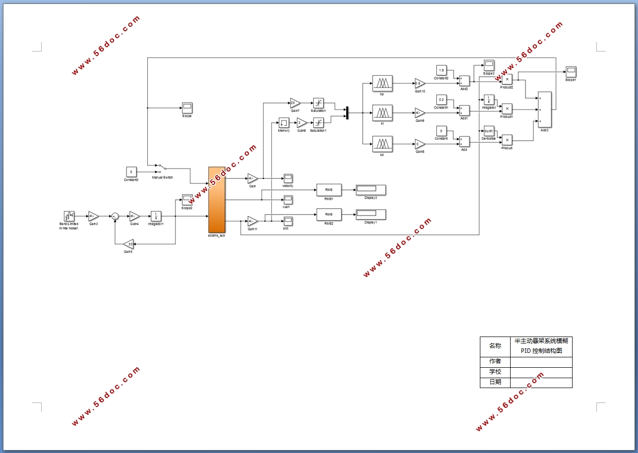 汽车半主动悬架系统控制策略研究(CAD,ADAMS,Simulink,CATIA三维图)