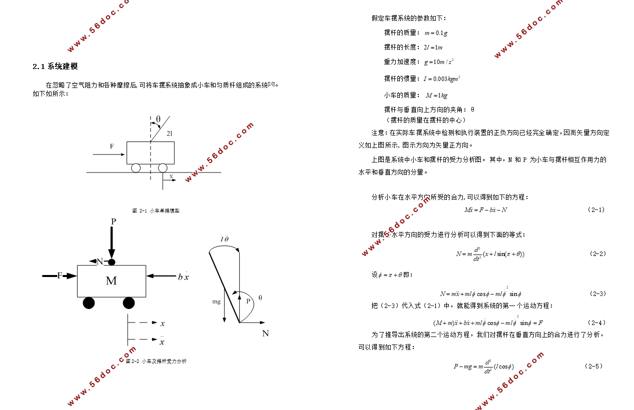 车摆系统平衡控制方法研究 (含MATLAB程序)