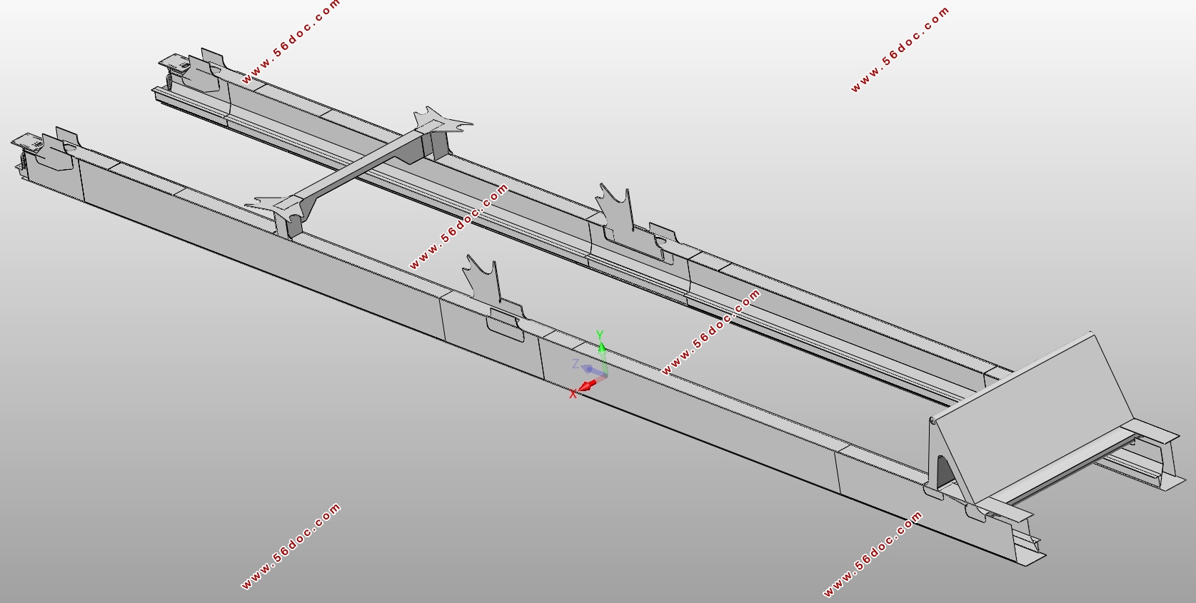 65T/56m集装箱装卸桥后大梁设计(含CAD图,SolidWorks三维图)