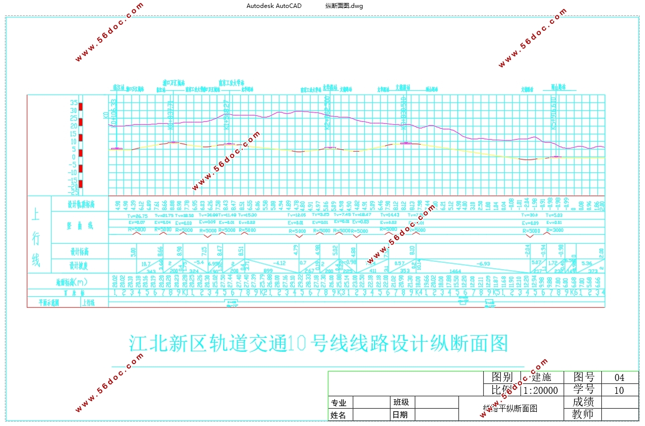 江北新区轨道交通10号线线路设计(含CAD图)