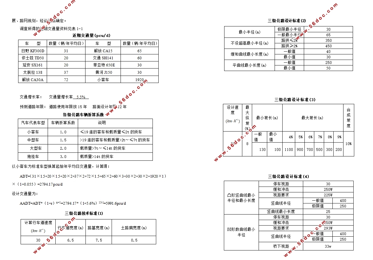 广西南宁地区某地段三级公路设计(含CAD图)